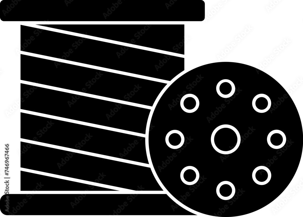 Poster bobbin icon with thread spool in b&w color.