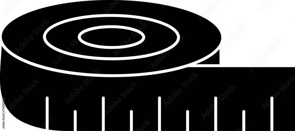 Poster measuring tape icon in b&w color.