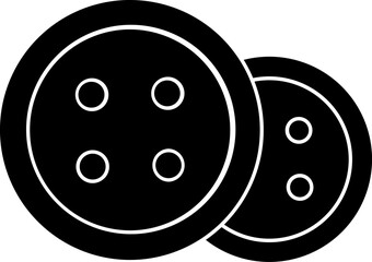 Vector sign or symbol of sewing button in b&w color.
