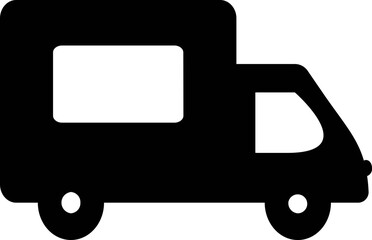Delivery Truck or Lorry icon in b&w color.