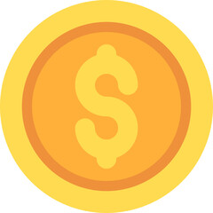 Dollar coin icon in yellow color.