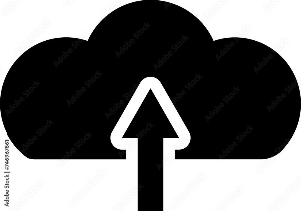 Poster cloud computing uploading concept glyph icon.