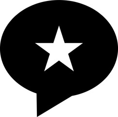Chat bubble with star flat icon.