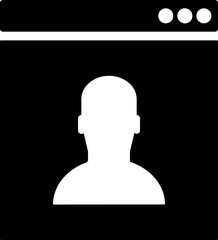 Person with browser window glyph icon.