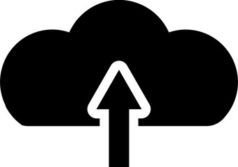 Cloud computing uploading concept glyph icon.