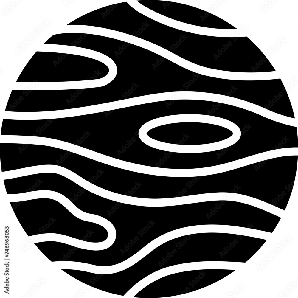 Sticker B&W illustration of jupiter icon.