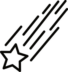 Falling star icon in black line art.