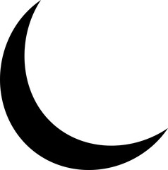 Crescent moon icon in black color.
