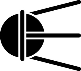 Sputnik or satellite icon in b&w color.