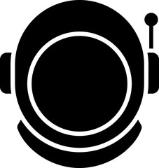 B&W astronaut helmet icon in flat style.