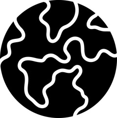 B&W earth planet icon in flat style.
