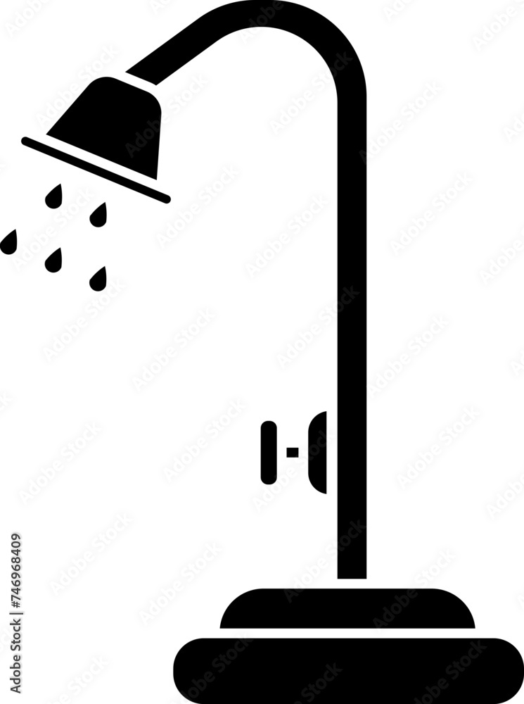 Poster shower icon or symbol in b&w color.