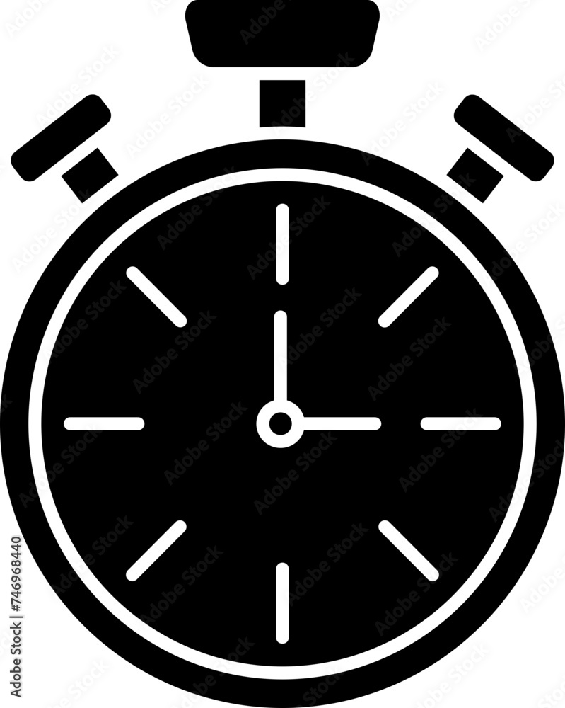 Poster alarm clock icon in b&w color.