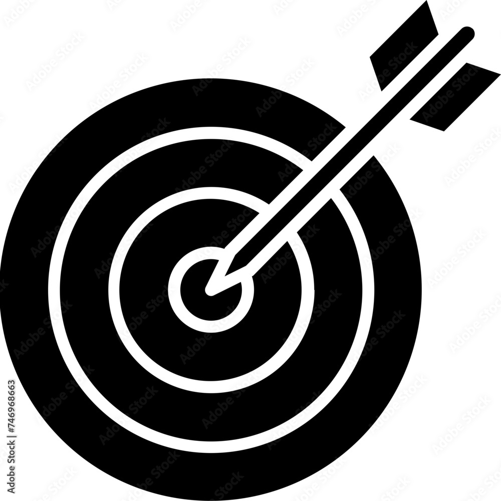 Poster target with arrow icon in b&w color.