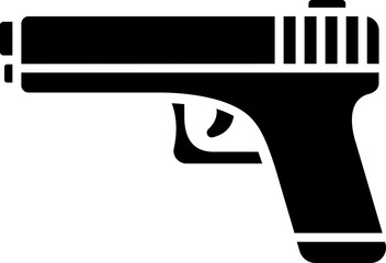 B&W illustration of gun icon.