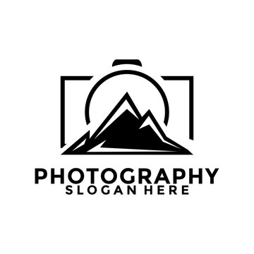 Nature Photography logo vector, Landscape Photograph with mountain logo template