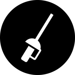 B&W sword icon in flat style.