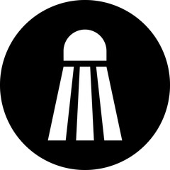 B&W illustration of shuttlecock icon.