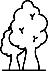 Line art illustration of tree icon.
