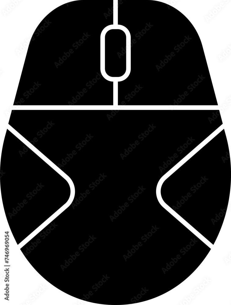 Poster glyph computer mouse icon in b&w color.