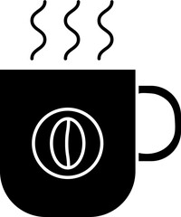 Hot tea mug icon in b&w color. 