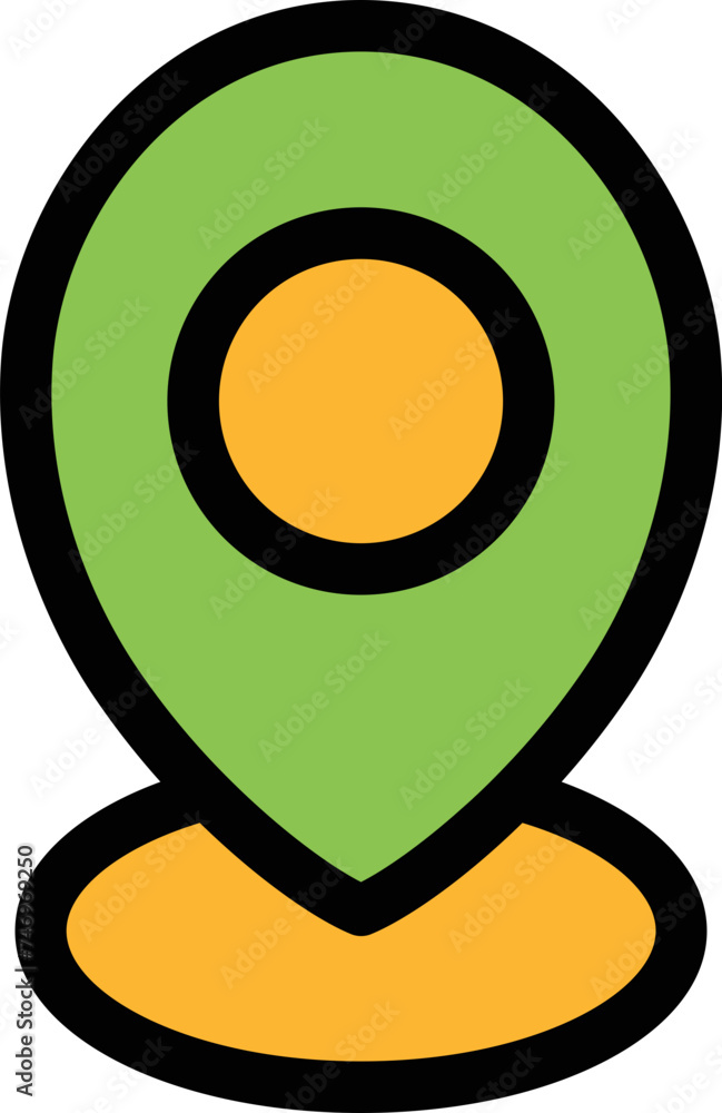 Poster location pointer icon in yellow and green color.