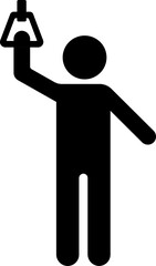 Passenger holding handle icon.