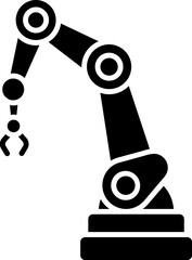 Illustration of industrial robotic glyph icon.