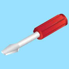 3D screwdriver icon in red and gray color.