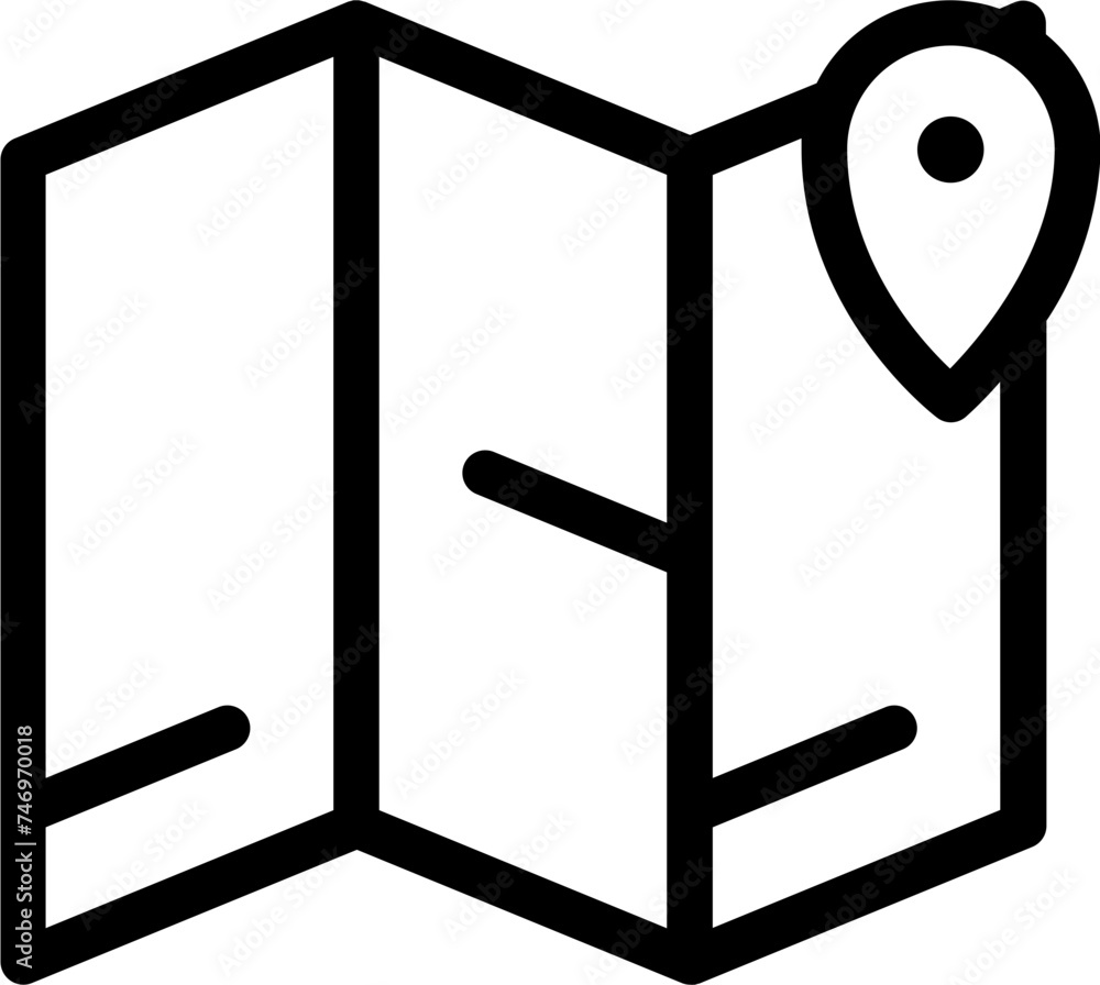 Poster map navigation icon in line art.