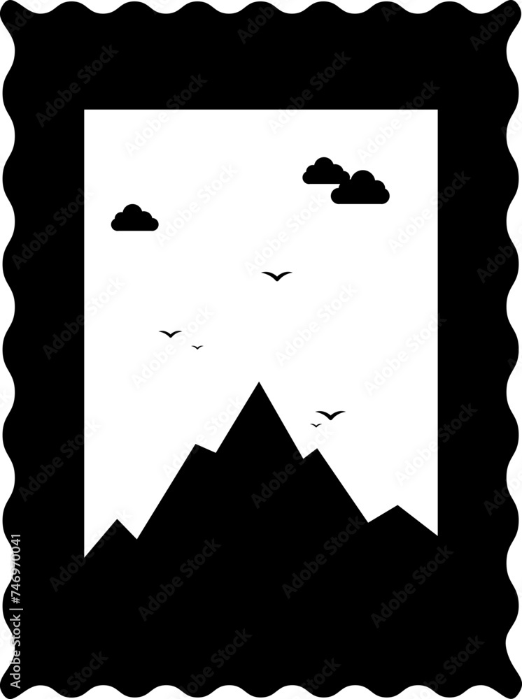 Poster Scenery image icon in B&W color.