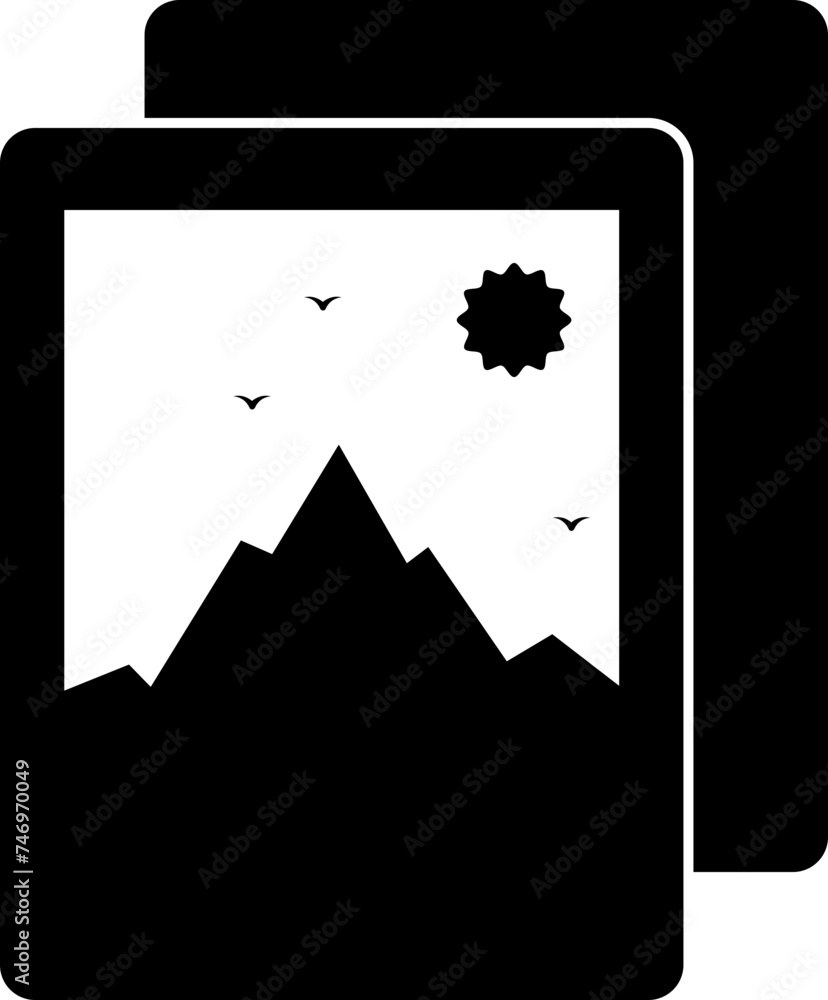 Poster scenery image icon in b&w color.