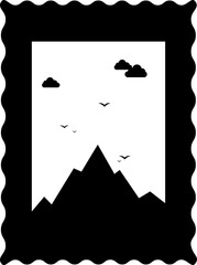 Scenery image icon in B&W color.