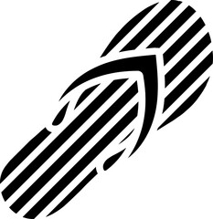 B&W illustration of slipper or flip- flop icon. - obrazy, fototapety, plakaty
