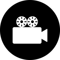 Video camera glyph icon in flat style.