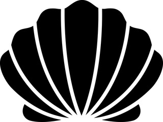 Flat style shell icon in b&w color.