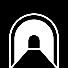 B&W tunnel icon in flat style.