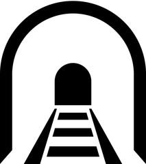 Vector illustration of railway tunnel in b&w color.