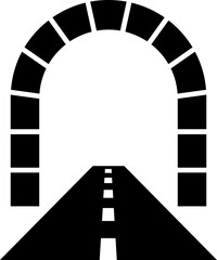Road tunnel icon in b&w color.