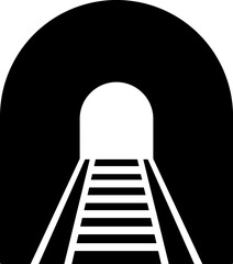 Glyph railway tunnel icon in flat style.