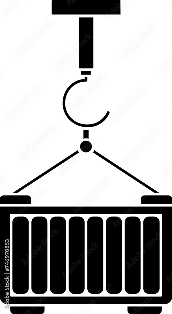 Poster b&w container icon in flat style.