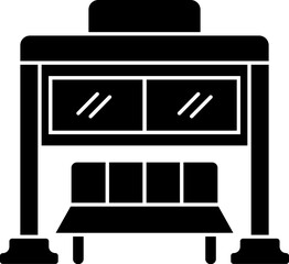 Bus stop icon in b&w color.
