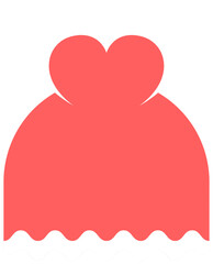 Flat style female dress icon in red and white color.