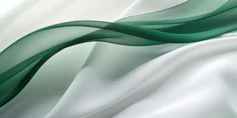 Abstract white and Dark Green  silk fabric weave of cotton or linen satin fabric lies texture background.