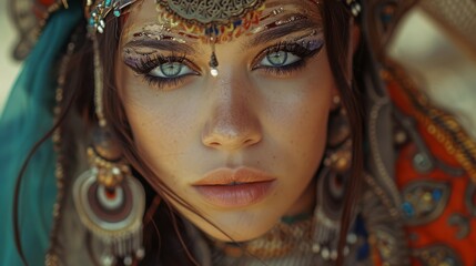 a young beautiful gypsy queen - obrazy, fototapety, plakaty