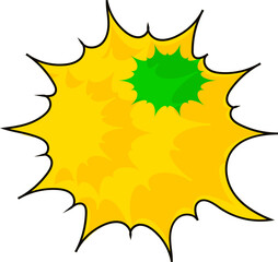Comic explosion sticker in yellow color.