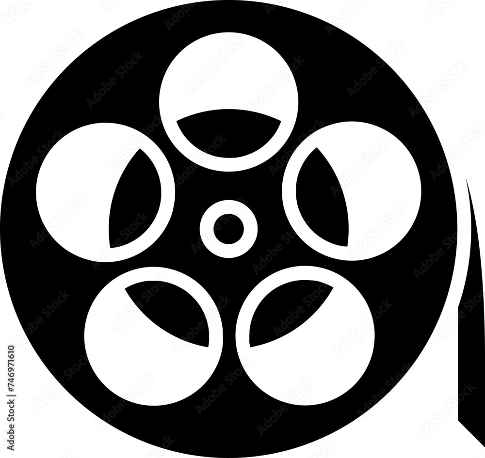 Wall mural film reel icon in glyph style.