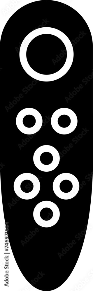 Poster remote control icon in b&w color.