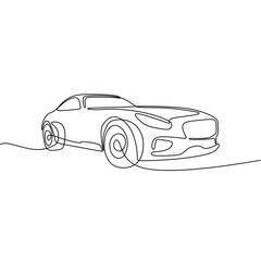 Single continous line art of sport car