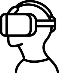 Virtual man icon in black line art.